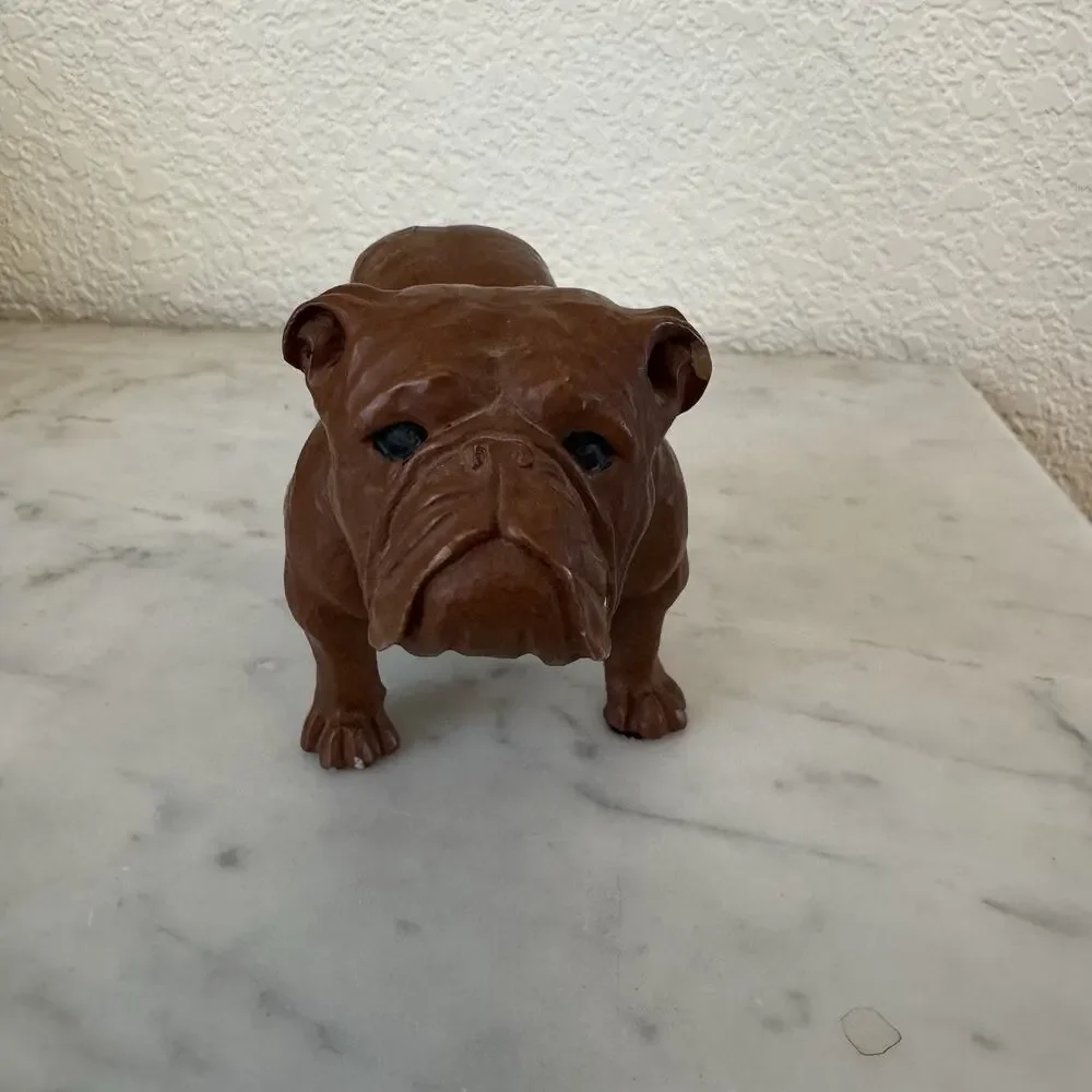 Vintage Red Mill Standing English Bulldog Pecan Shell Resin Art‎ Brown Dog.